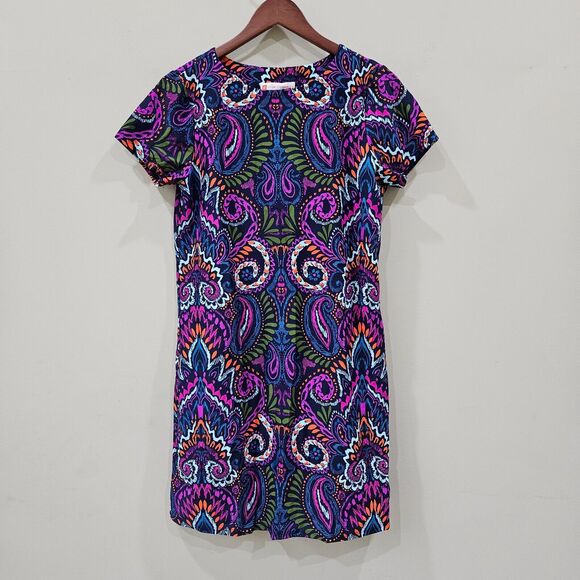 Jude Connally Womens Ella Shift Dress Size 8 Wild Paisley Resort Colorful Boho